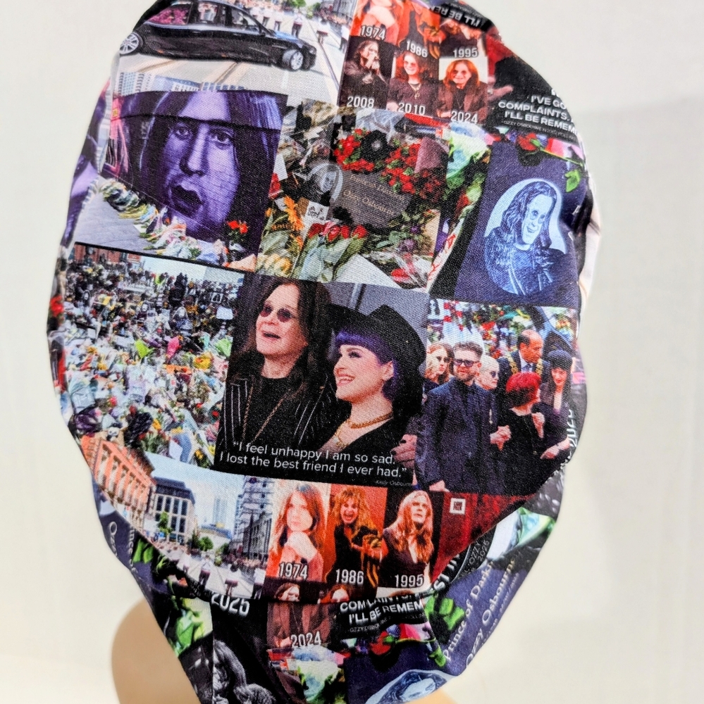 Ozzy Osbourne Memorial, Euro Scrub Cap, Scrub Cap, Chemo hat - Picture 2 of 3